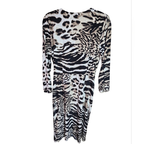 INC International Concepts Black and Cream Animal Print Dress Size Large - Picture 4 of 5
